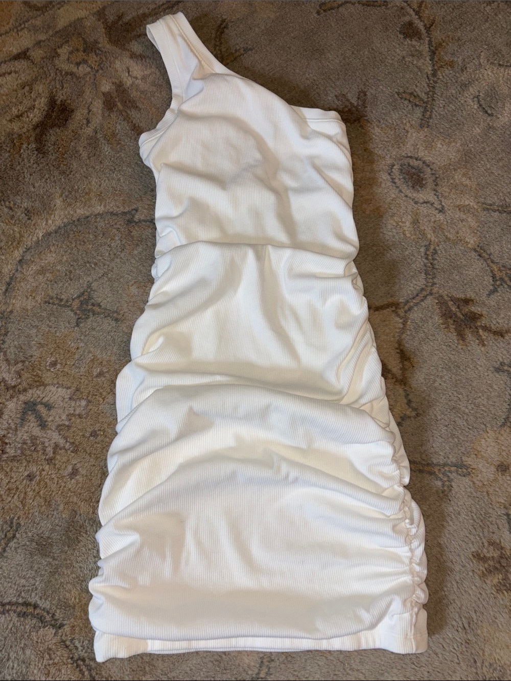 Lulu's White One-Shoulder Ruched Mini Dress